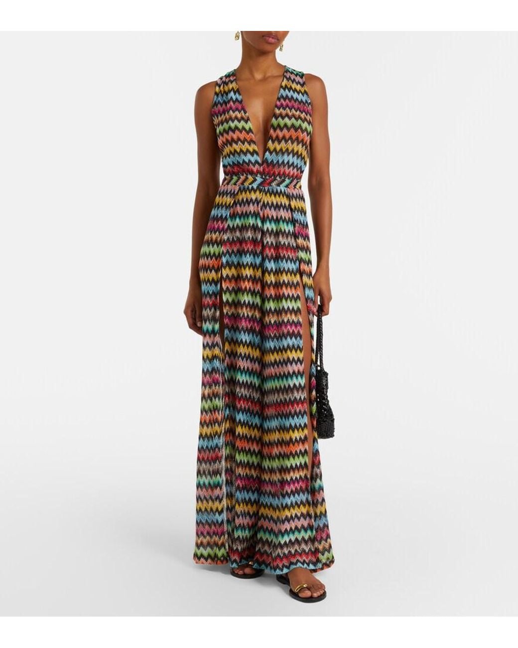 Missoni White Zigzag Open-Back Lame Jumpsuit