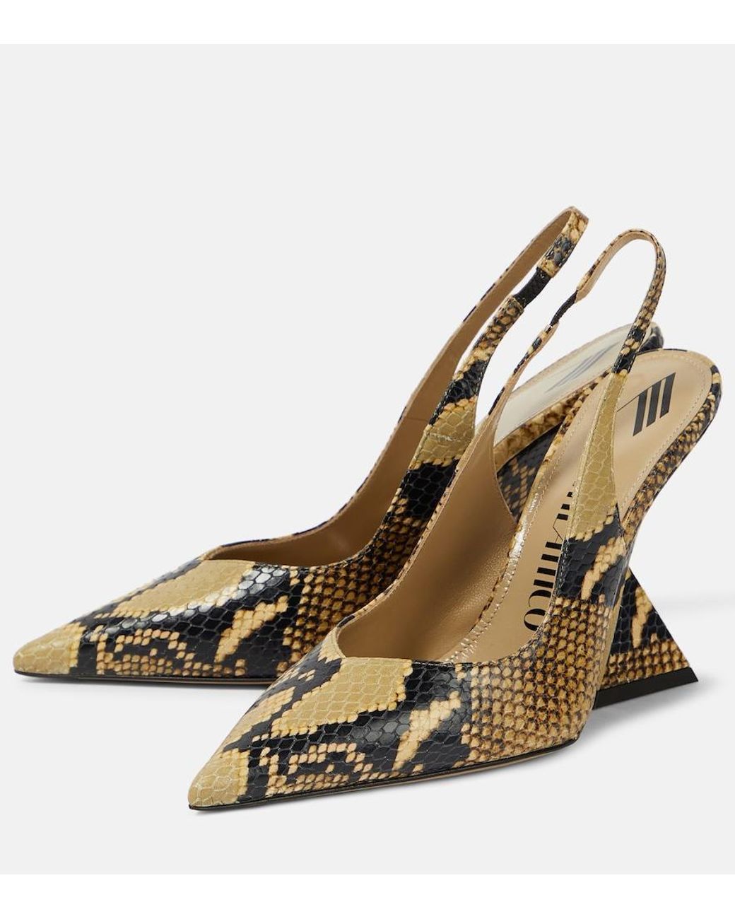 The Attico Metallic Cheope Snake-Effect Leather Slingback Pumps
