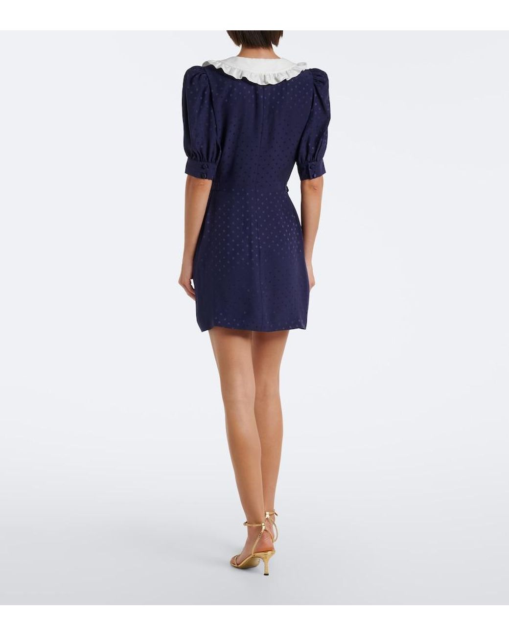 Alessandra Rich Blue Belted Silk Jacquard Minidress