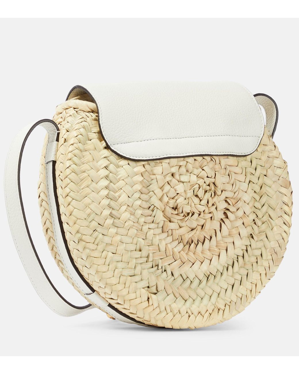Chloã Women's Marcie White Leather & Raffia Crossbody Bag | by Mitchell Stores