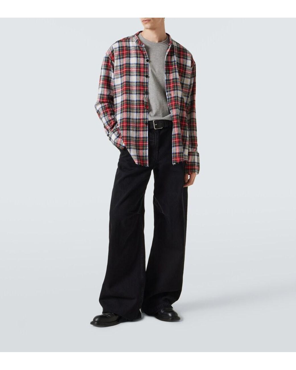 Greg Lauren Red Plaid Cotton Shirt for men