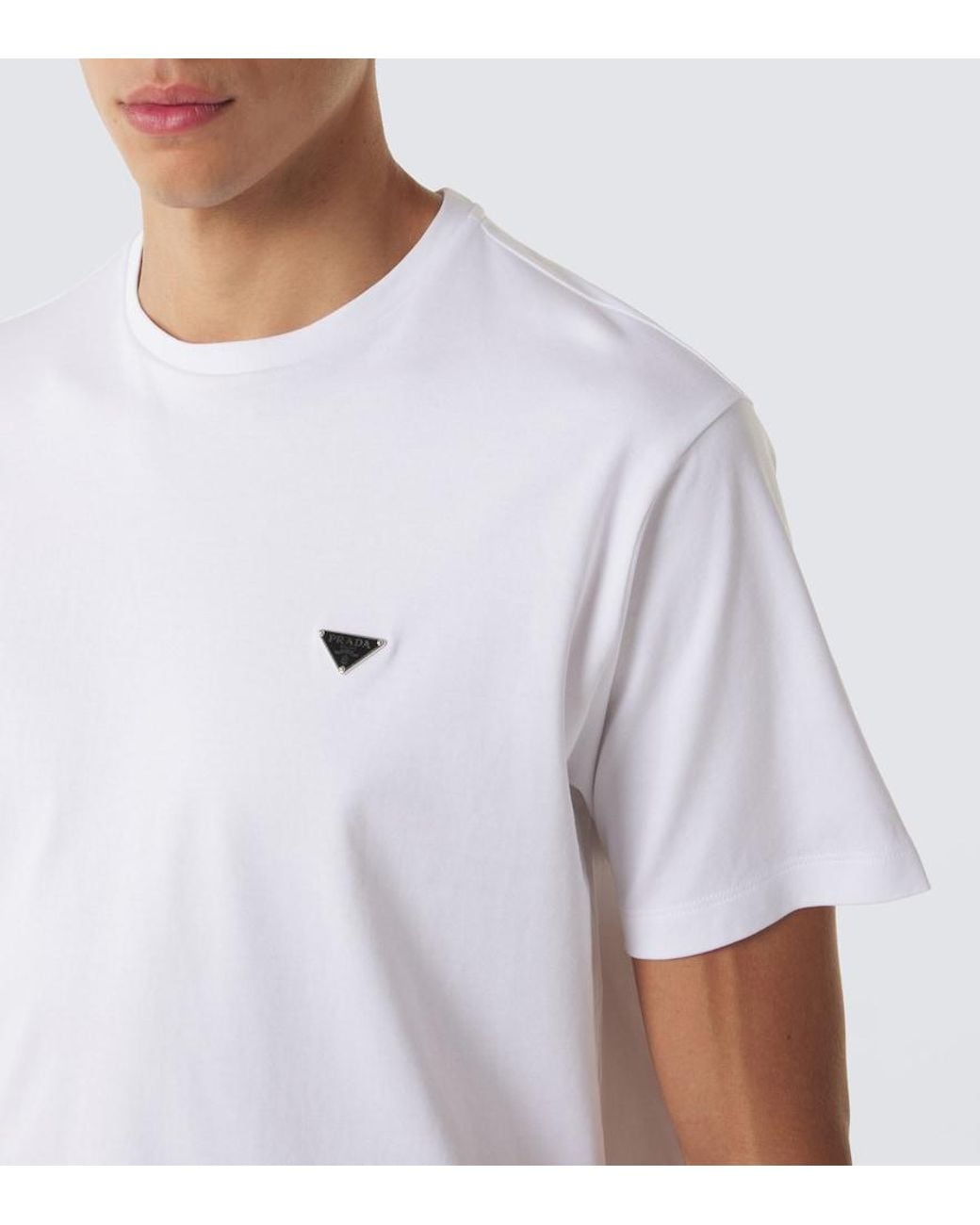 Prada White Logo Cotton Jersey T-Shirt for men