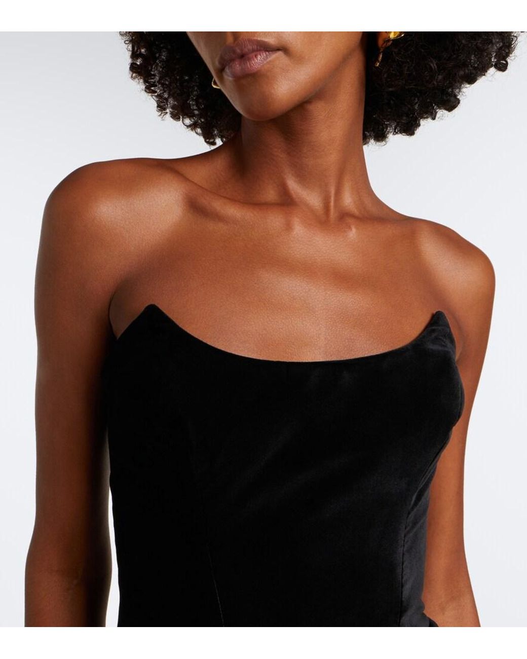 Safiyaa Black Fianne Velvet And Faille Corset Gown