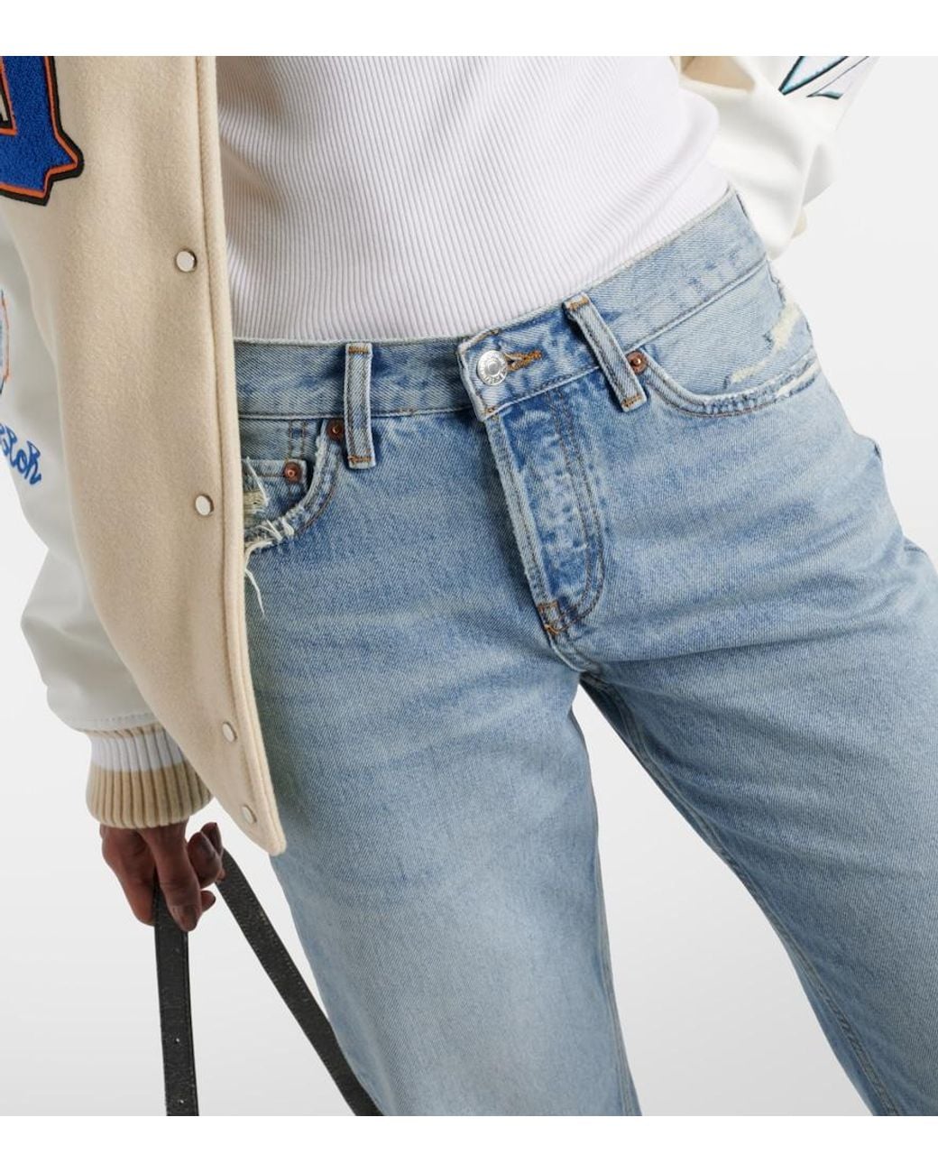 Re/done Blue Easy Mid-Rise Straight Jeans