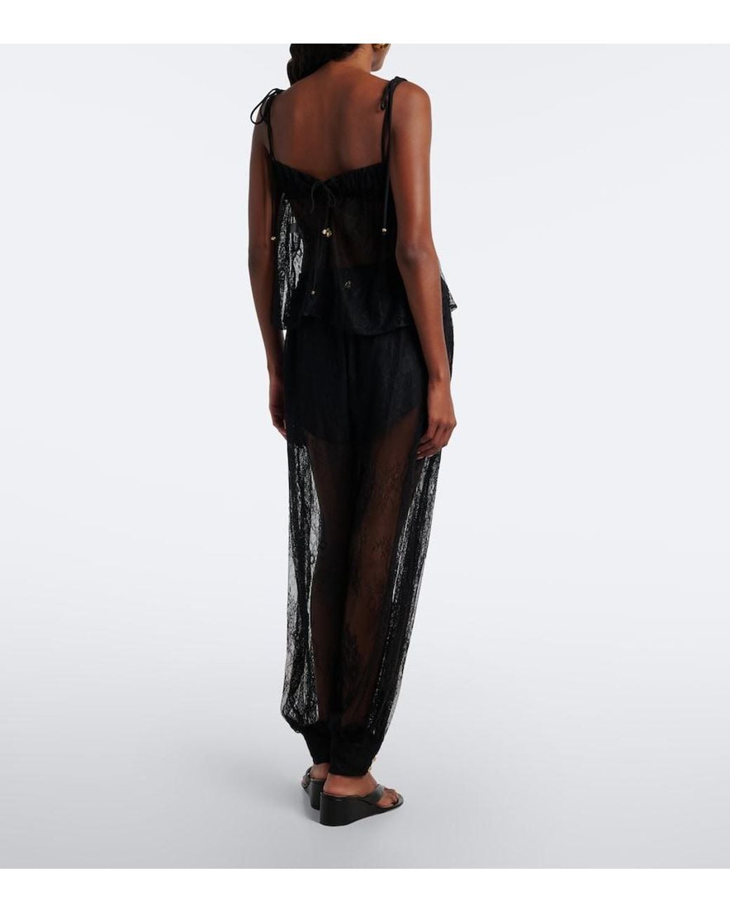 Bananhot Black Kendall Sheer Lace Balloon Pants