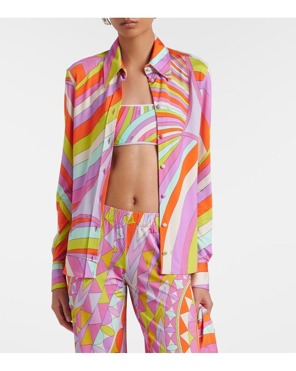 Emilio Pucci Pink Iride Satin Jersey Shirt