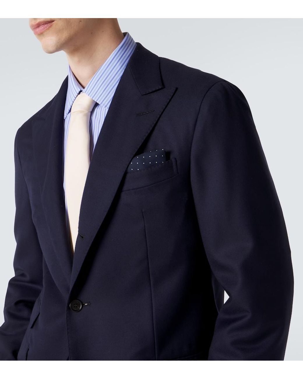 Dunhill Blue Polka-Dot Silk Pocket Square for men