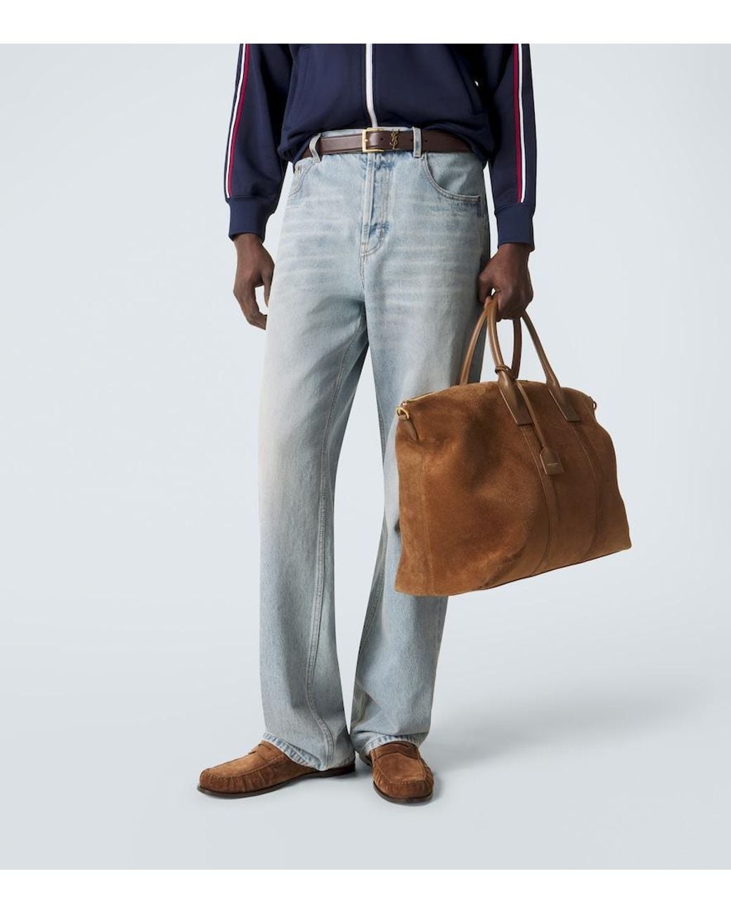 Saint Laurent Brown Suede Duffel Bag for men