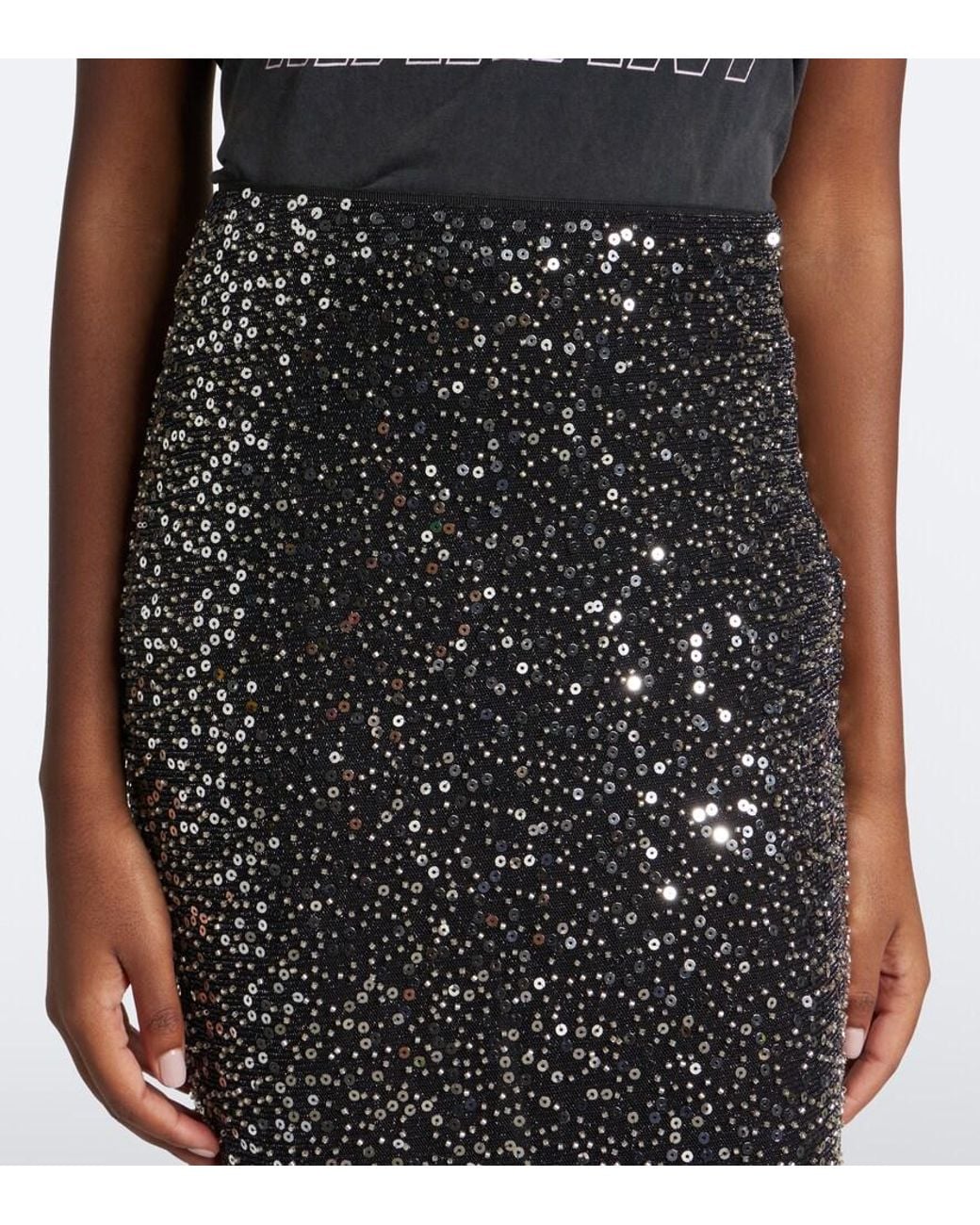 Isabel Marant Black Nehjany Sequined Midi Skirt
