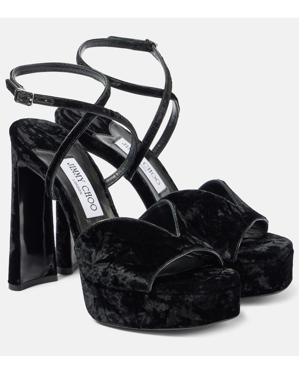 Jimmy Choo Black Karli 125 Velvet Platform Sandals