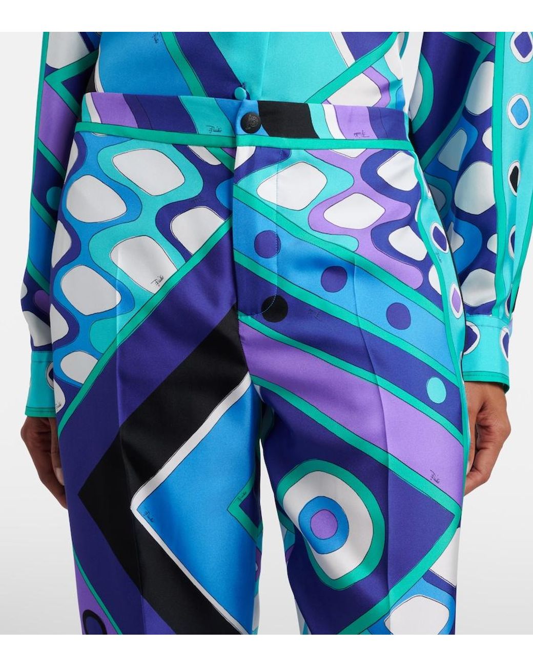 Emilio Pucci Blue Vivara Silk Wide-Leg Pants