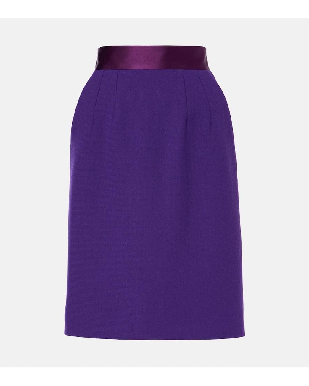 Dolce & Gabbana Purple High-Rise Wool-Blend Crepe Pencil Skirt