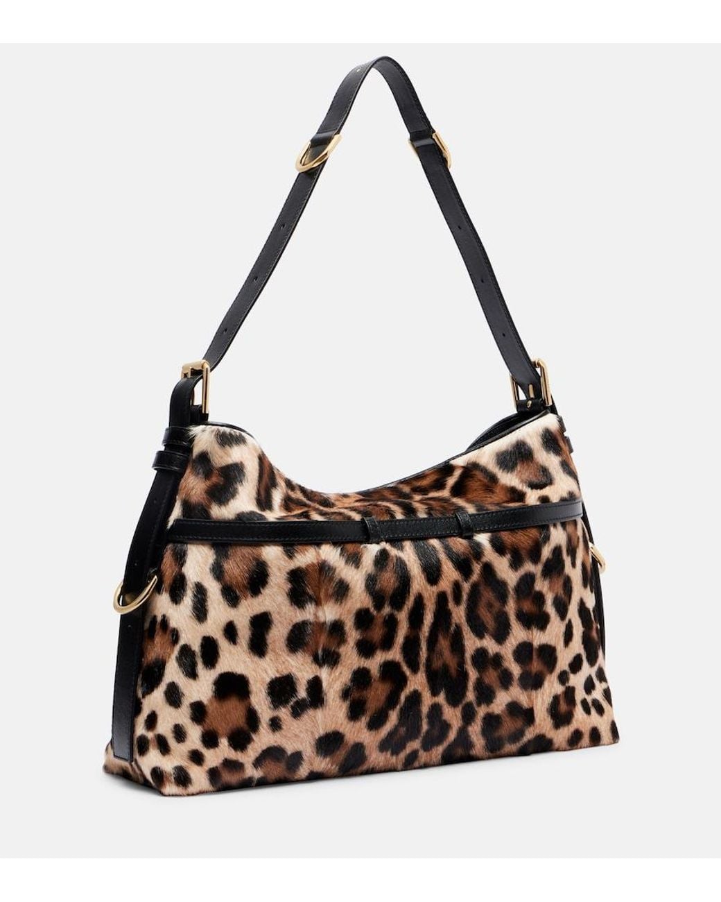 Givenchy Black Voyou Medium Leopard-Print Shoulder Bag