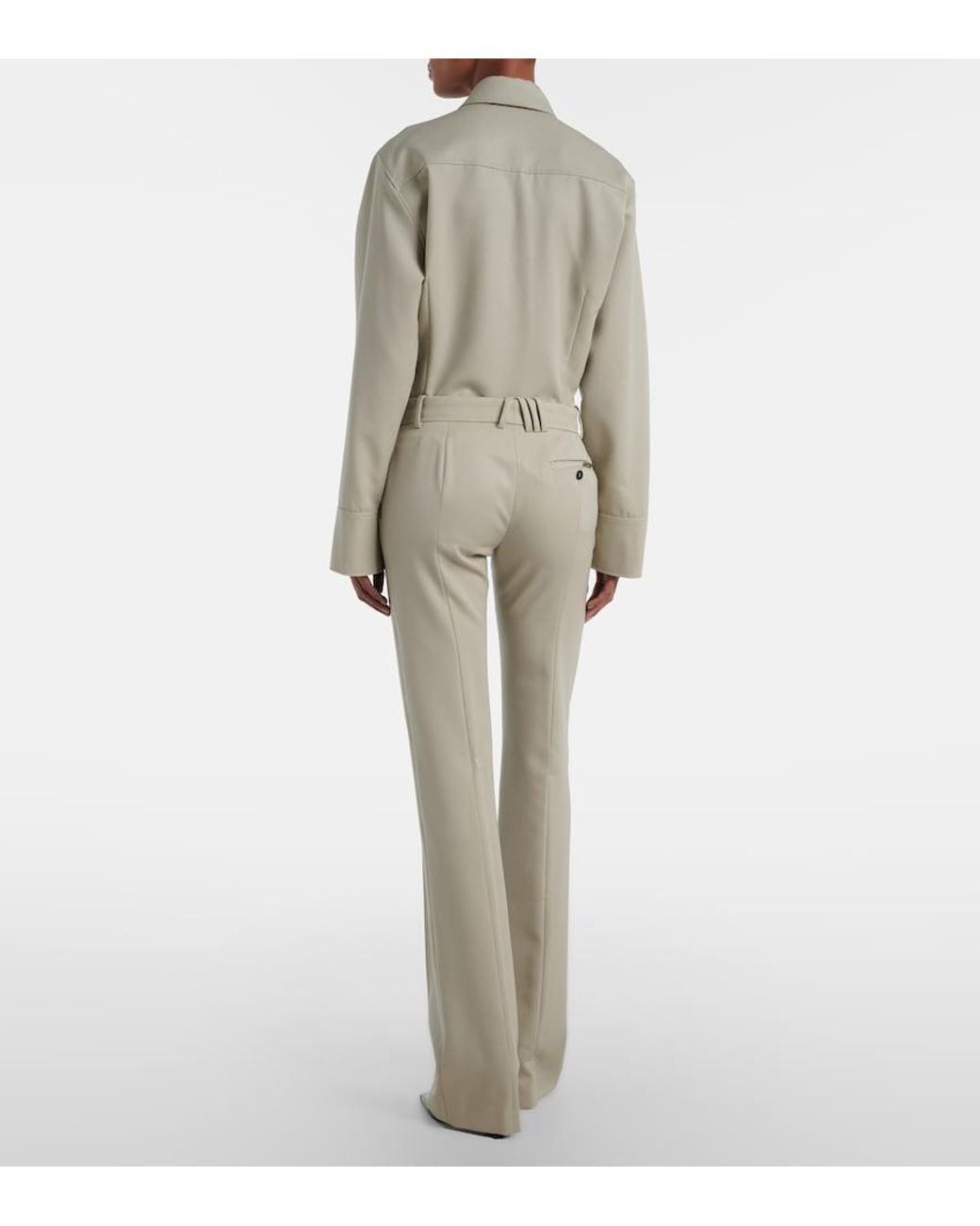 The Attico Natural Low-Rise Wool Straight Pants