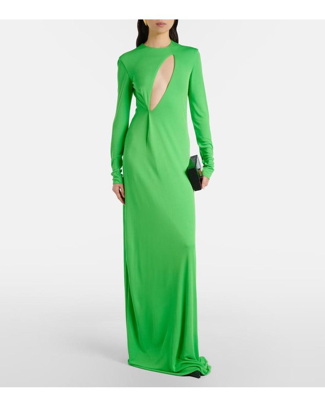 Tom Ford Green Cutout Crepe Jersey Gown