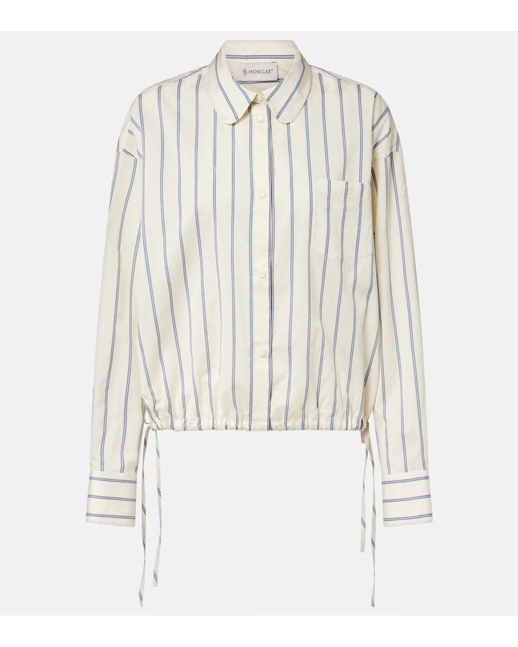 Moncler White Striped Cotton And Silk Shirt