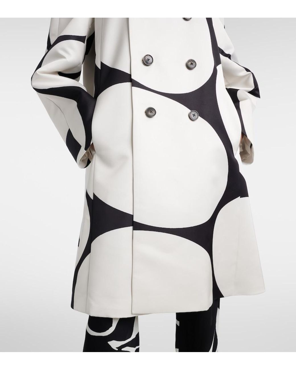Dries Van Noten Natural Polka-Dot Double-Breasted Satin Coat