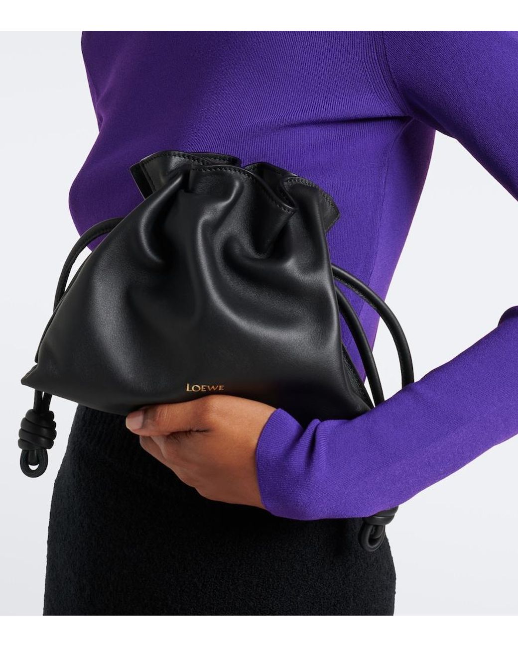 Loewe Black Flamenco Mini Leather Clutch