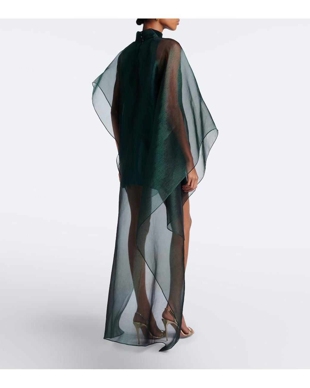 Taller Marmo Gray Dallas Asymmetric Organza Kaftan