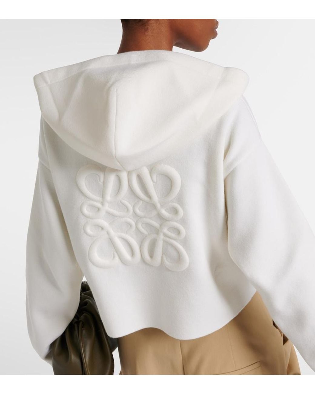 Loewe White Anagram Wool-Blend Zip-Up Hoodie