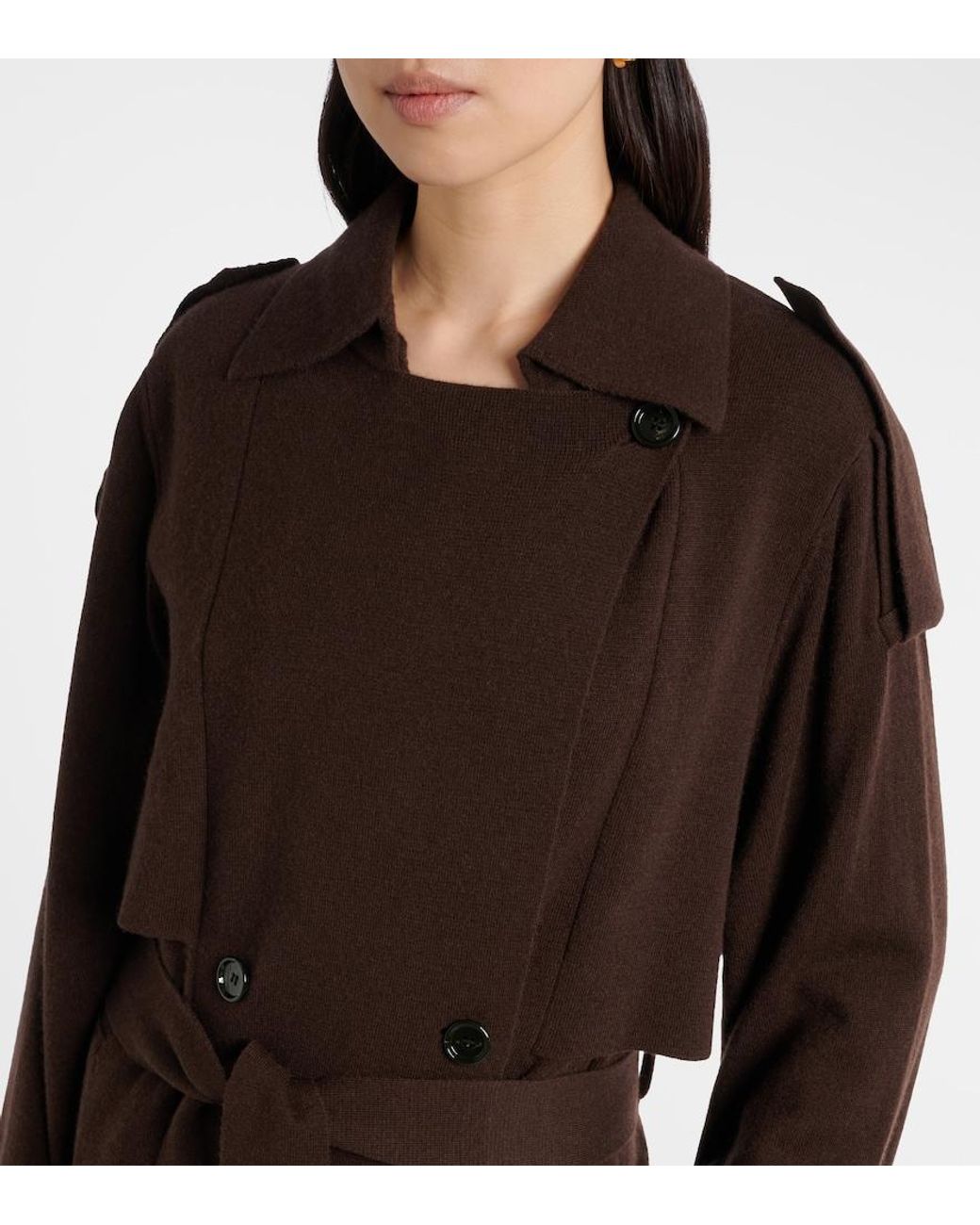 Jardin Des Orangers Brown Wool And Cashmere Trench Coat