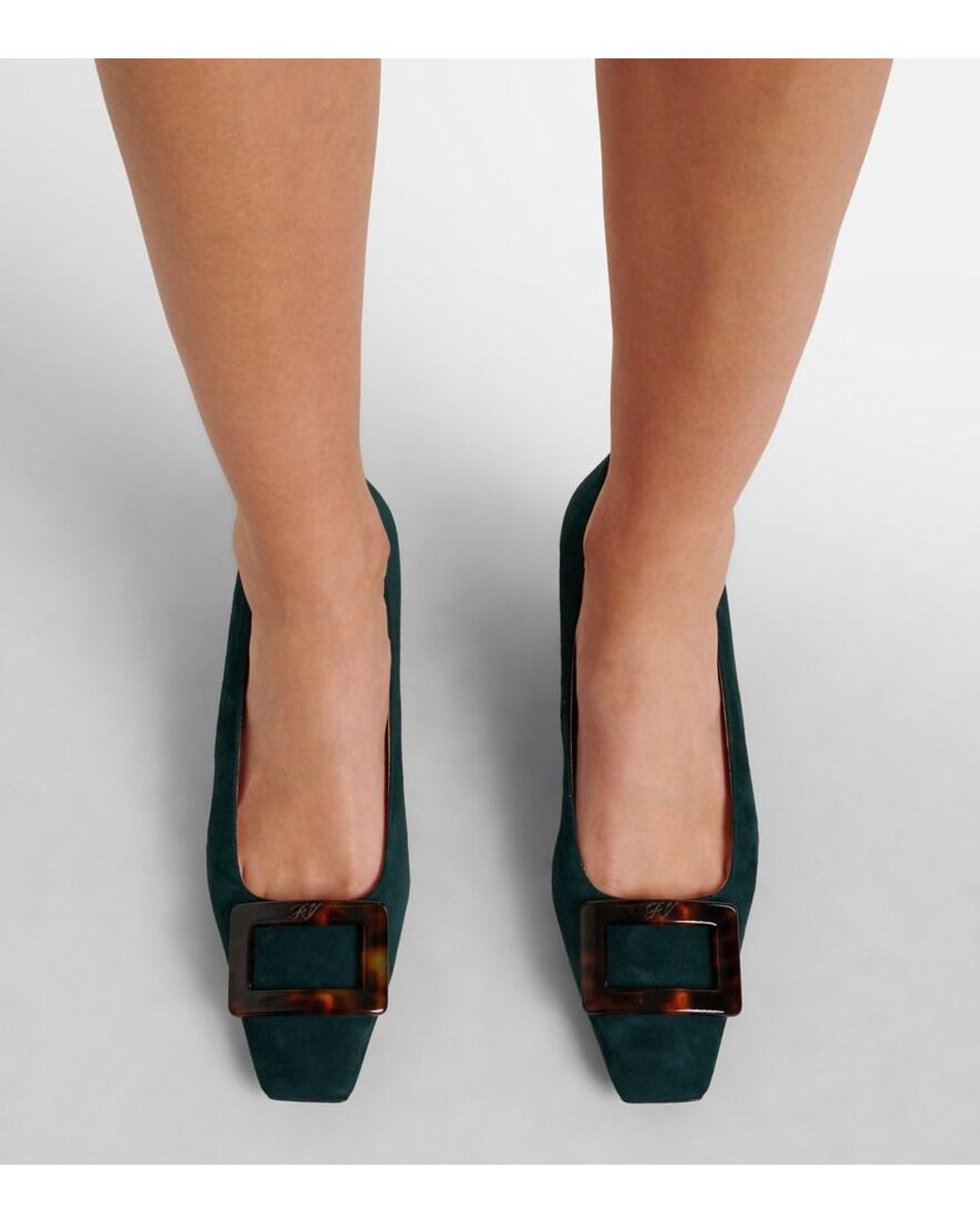 Roger Vivier Blue Belle Vivier 45 Suede Pumps