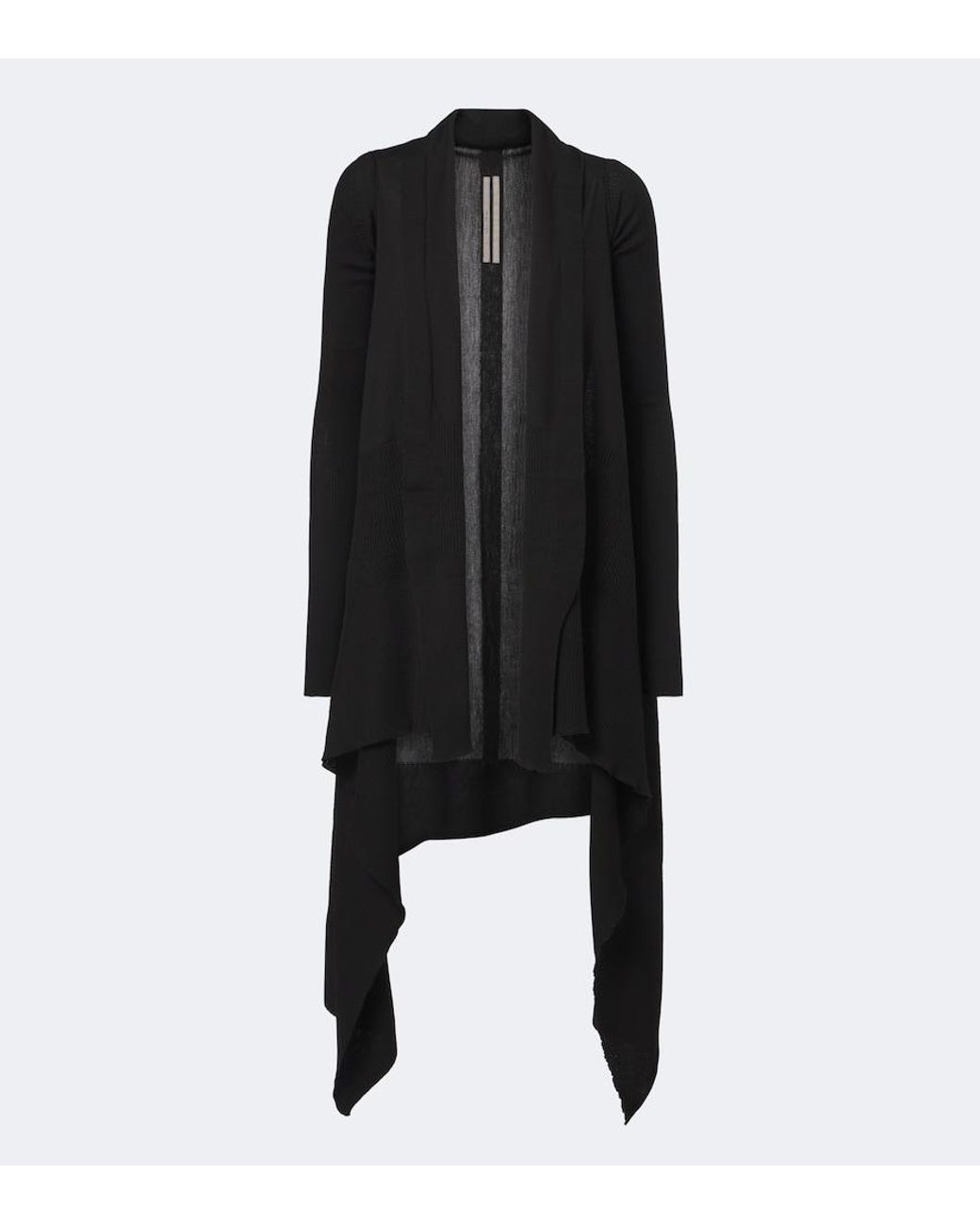Rick Owens Black Virgin Wool Cardigan
