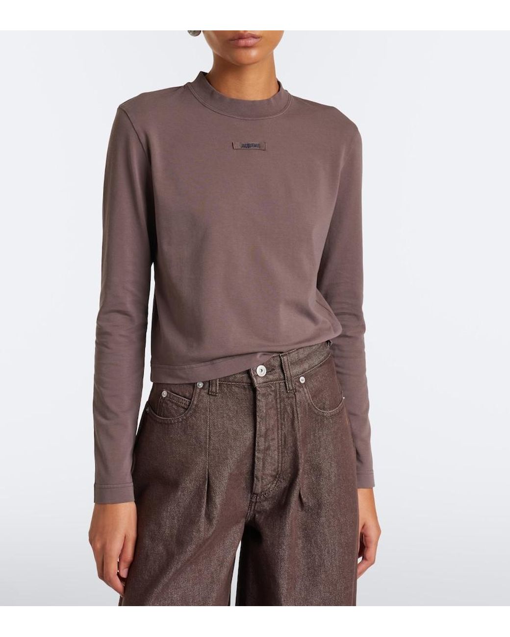 Jacquemus Brown Gros Grain Cotton-Blend Jersey T-Shirt