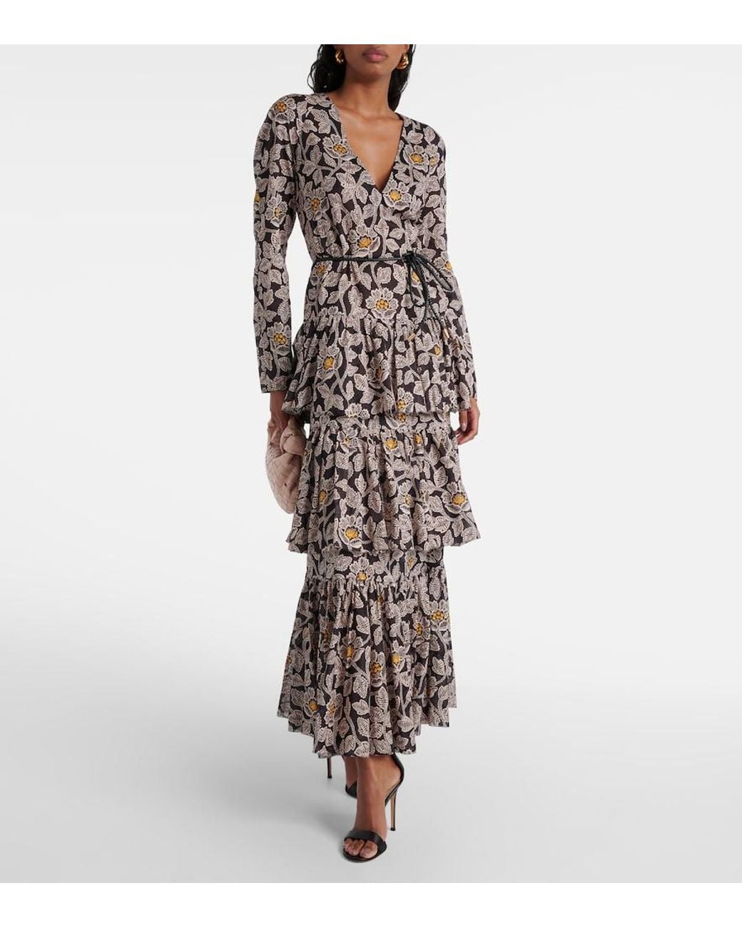 Zimmermann Black Ottie Floral Cotton Midi Dress