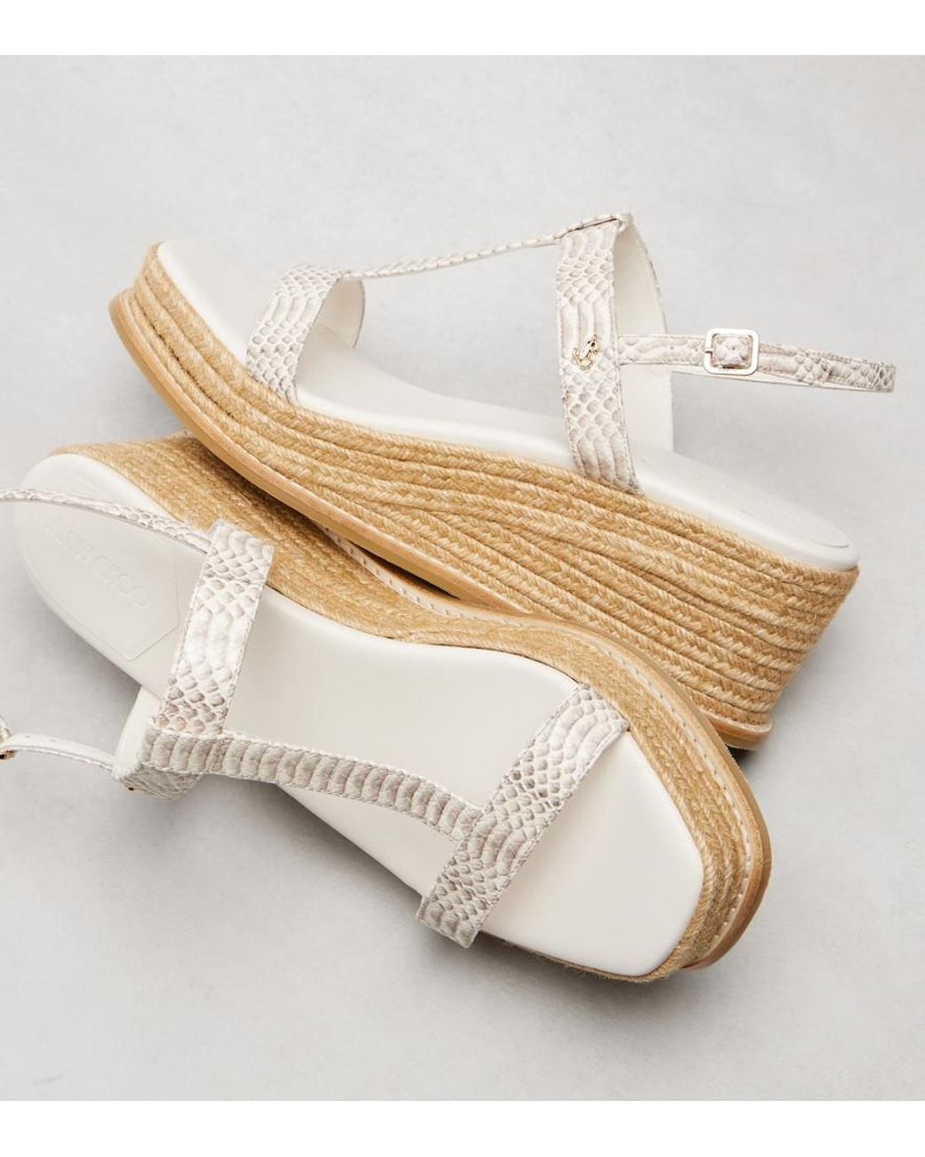 Jimmy Choo White Theia 100 Leather Espadrille Wedges