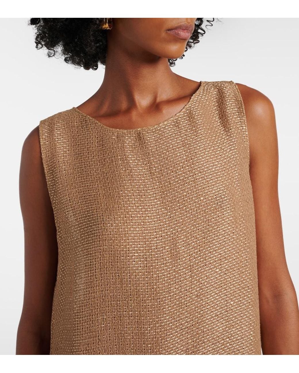 Leset Natural Stella Sequined Linen-Blend Minidress