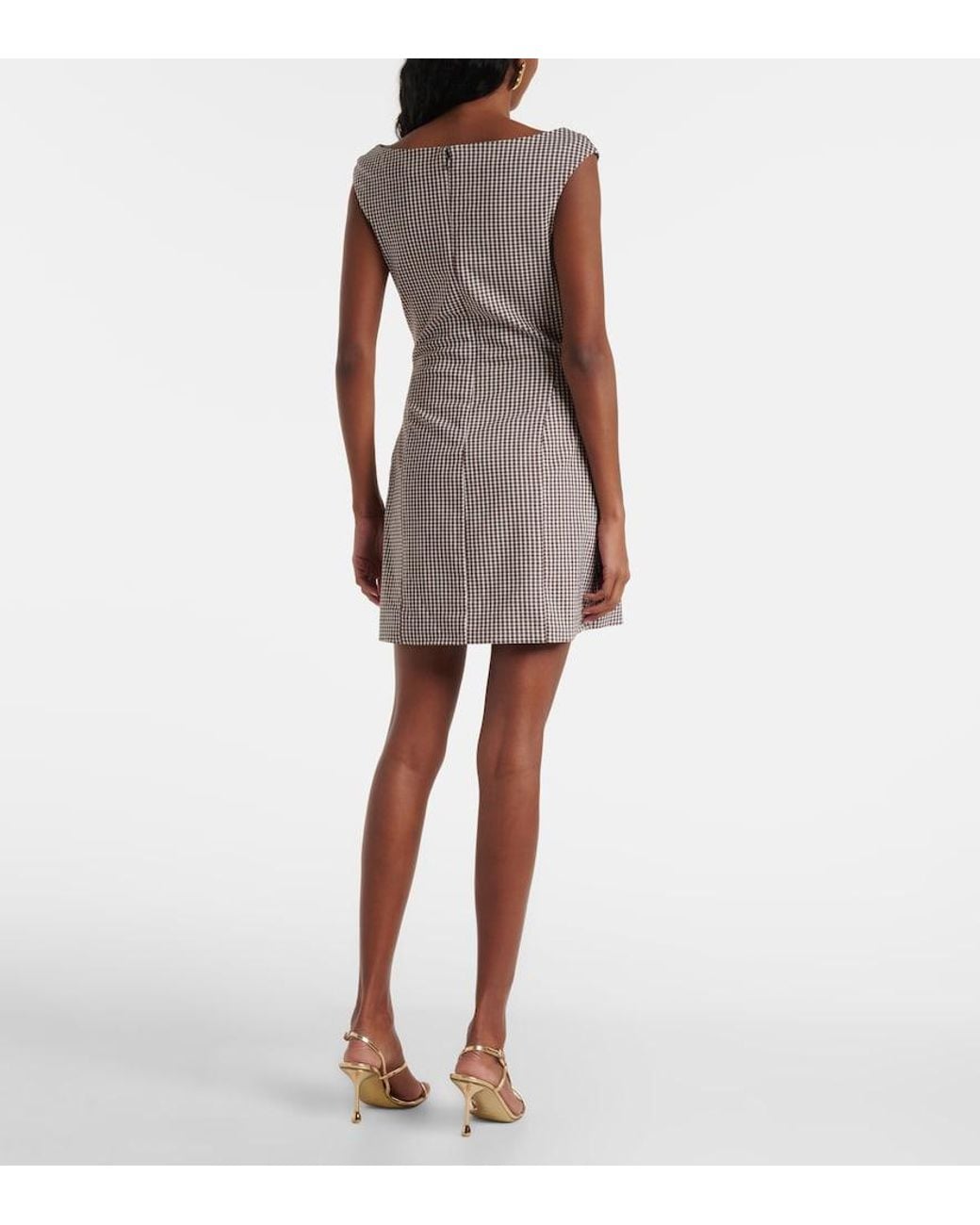 Staud Brown Walker Checked Minidress