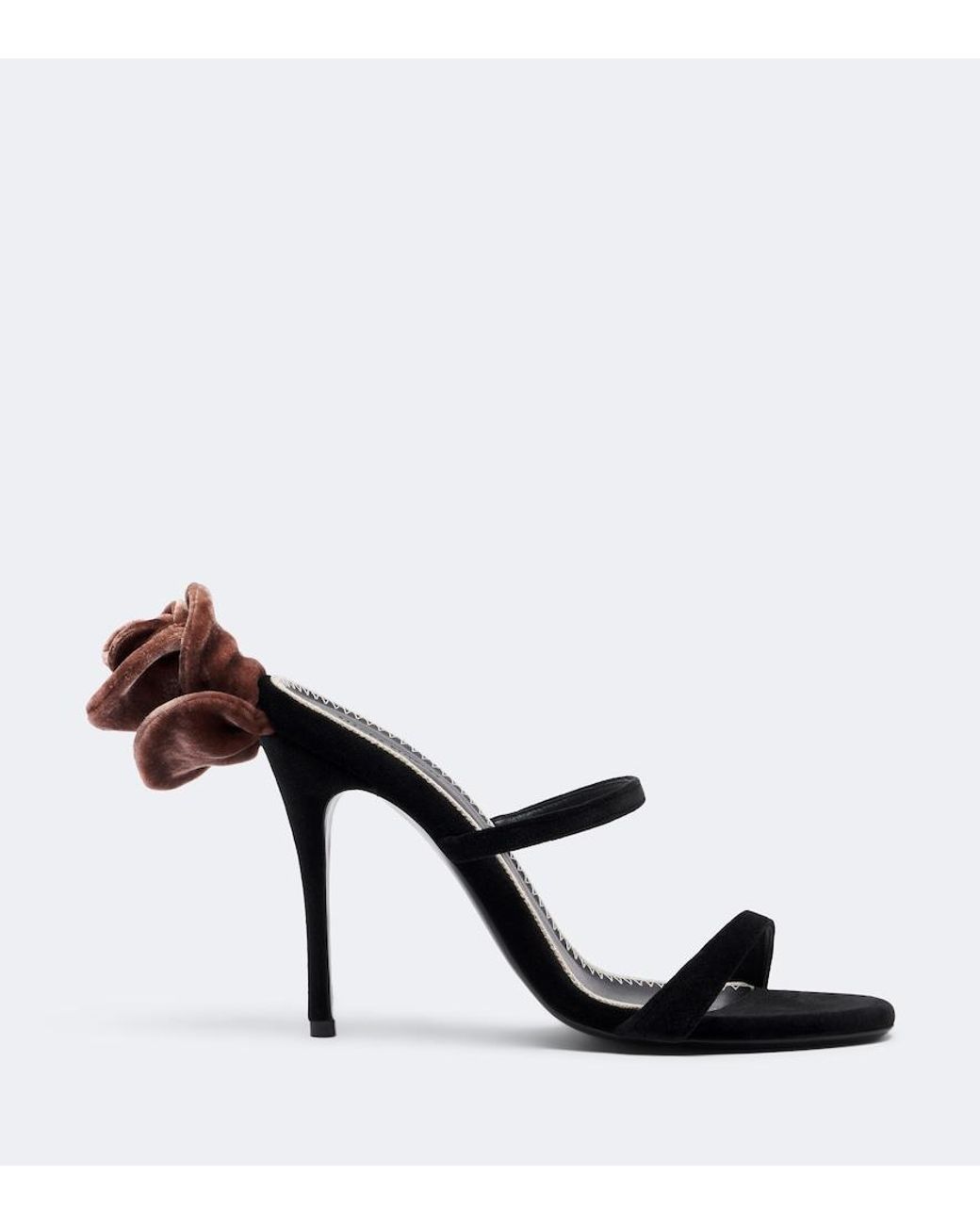Magda Butrym Black Floral-Applique Velvet Mules