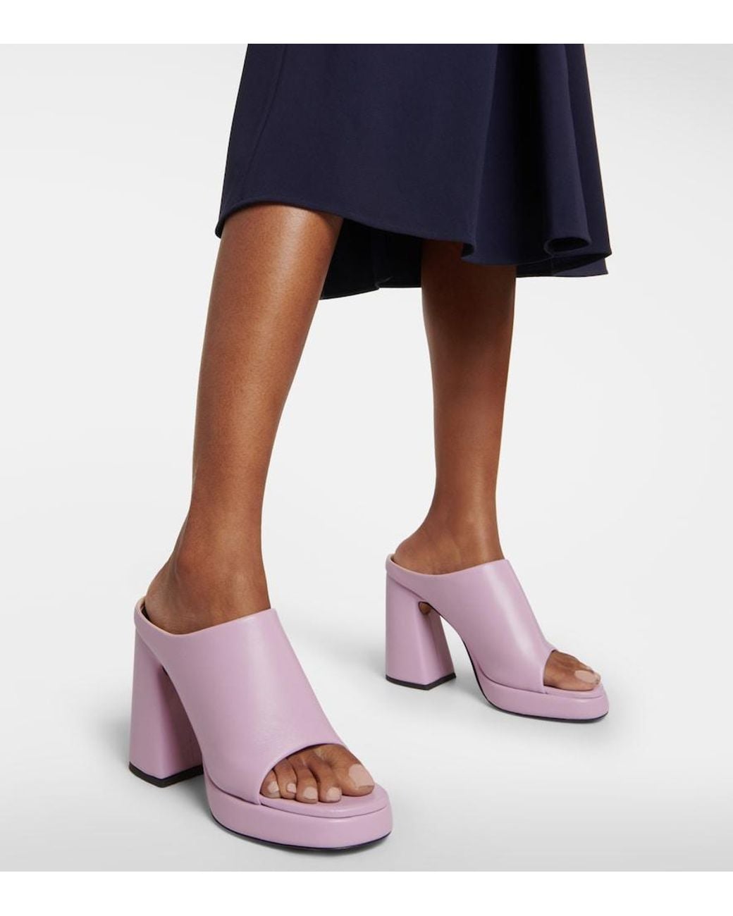 Proenza Schouler Pink Forma Leather Platform Mules