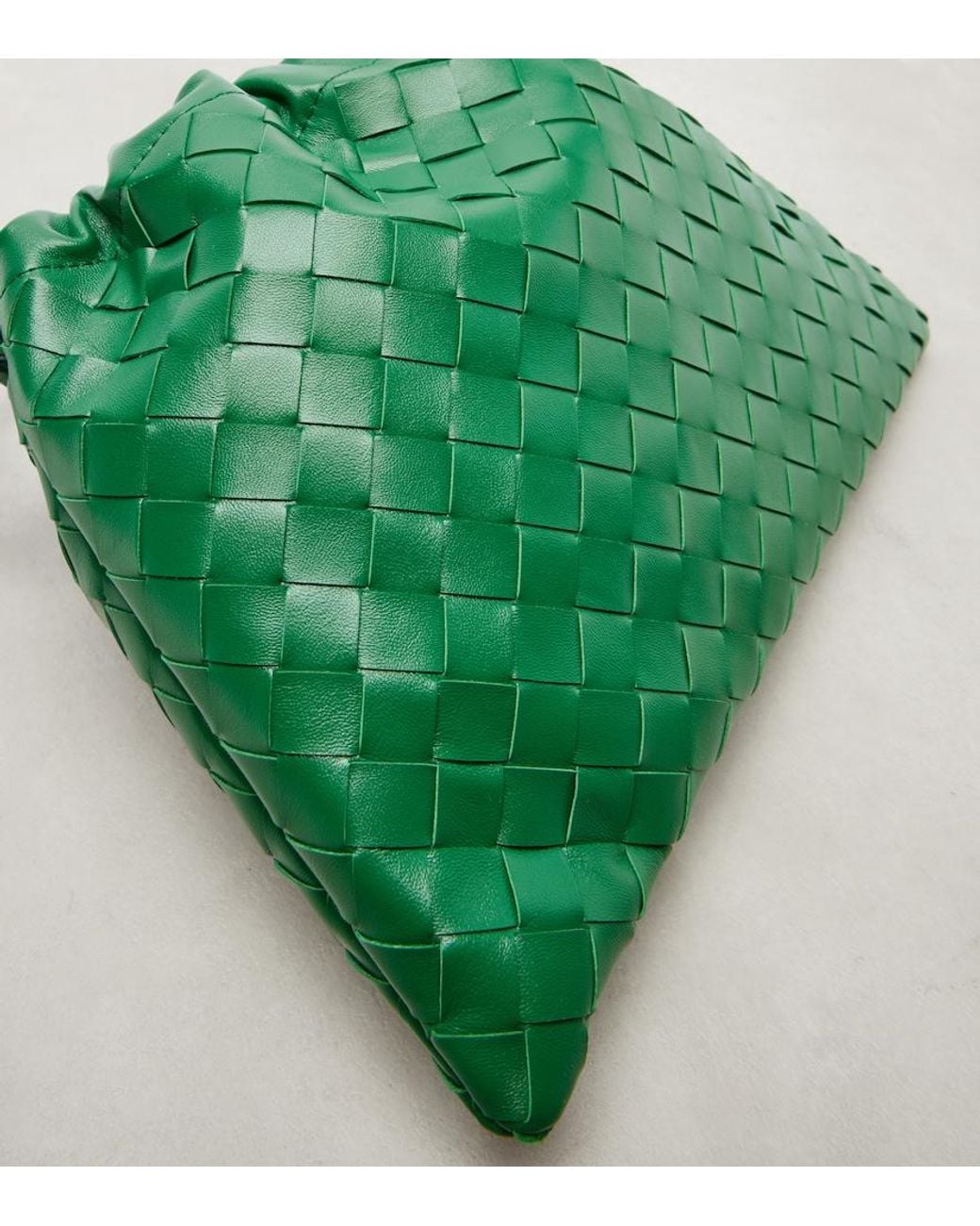 Bottega Veneta Green Intrecciato Medium Leather Pouch
