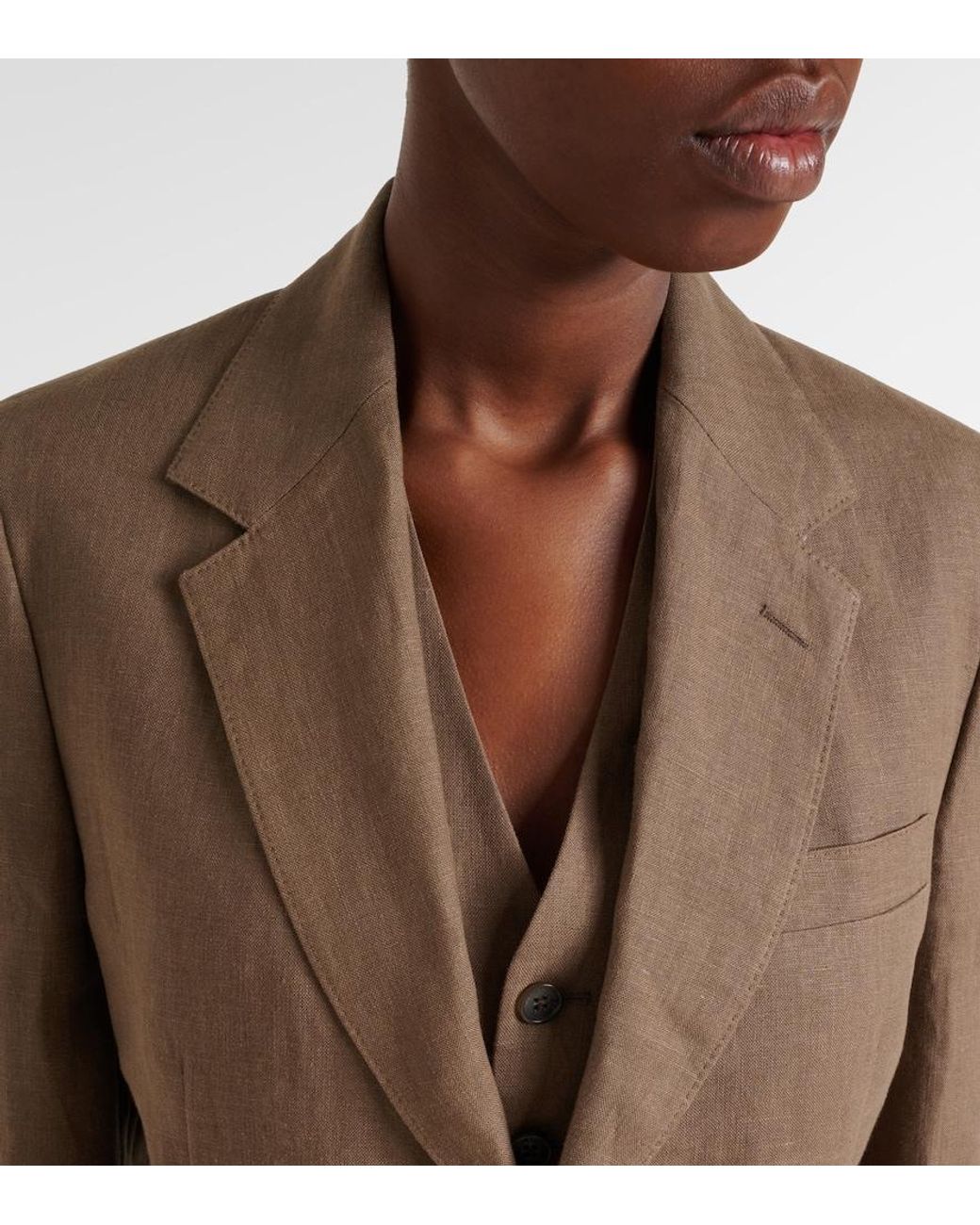 Ralph Lauren Brown Marcy Linen Blazer