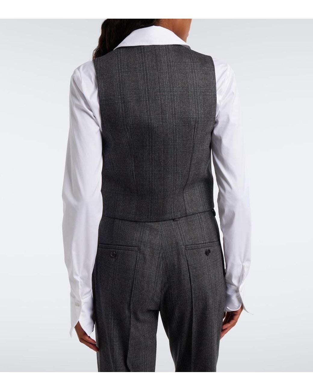 Nili Lotan Blue Ismael Checked Wool And Cashmere Vest