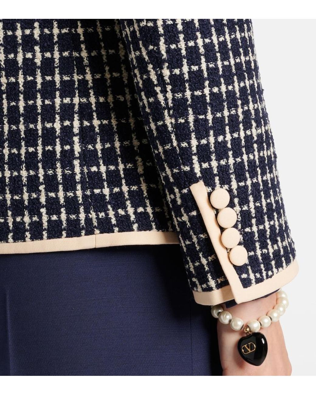 Valentino Blue Wool And Cotton-Blend Boucle Jacket