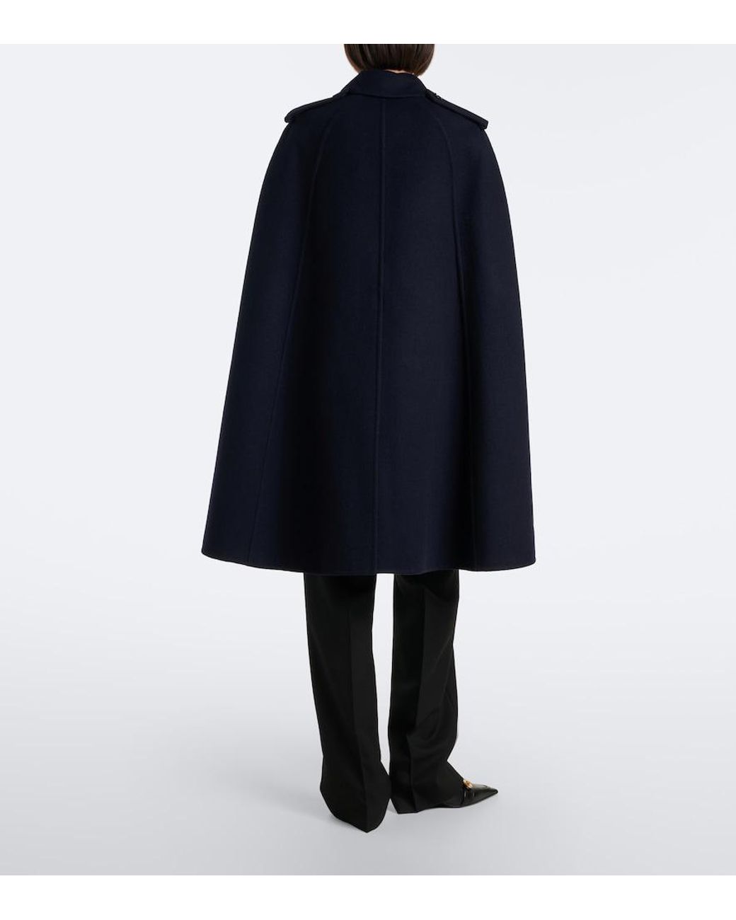 Burberry Blue Check Belted Wool Cape