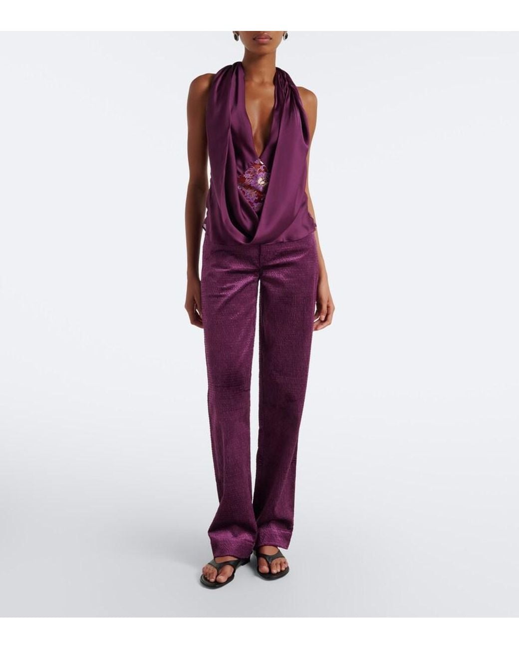 Christopher Esber Purple Ava Cotton-Blend Corduroy Straight Pants