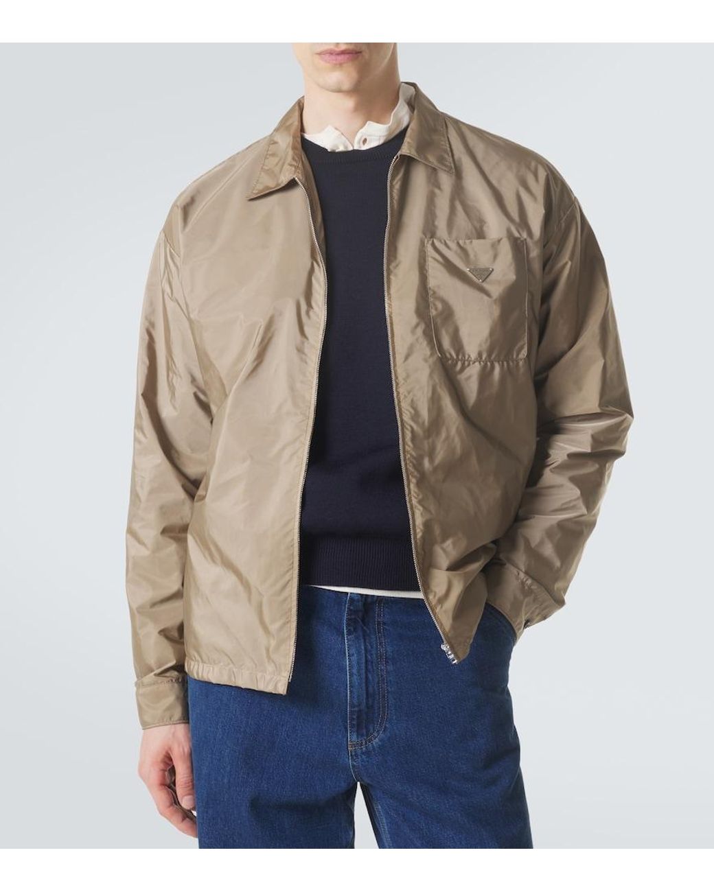 Prada Natural Re-Nylon Zip-Up Shirt for men