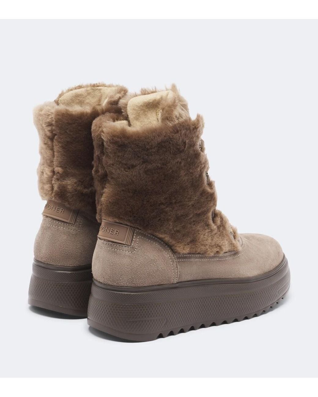 Bogner Brown Stockholm Suede And Shearling Lace-Up Boots