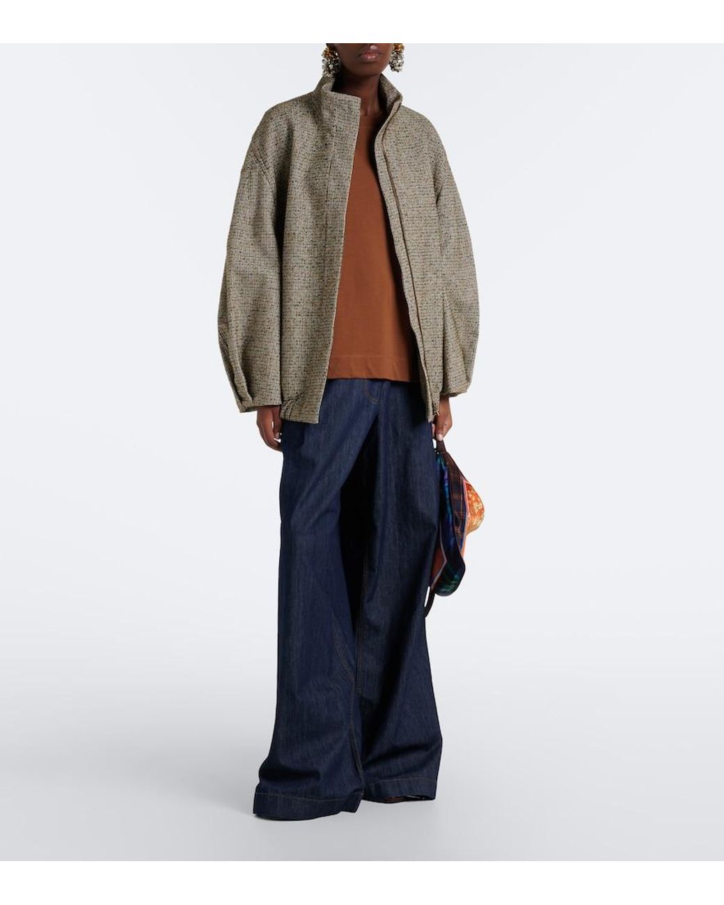 Dries Van Noten Brown Checked Bomber Jacket