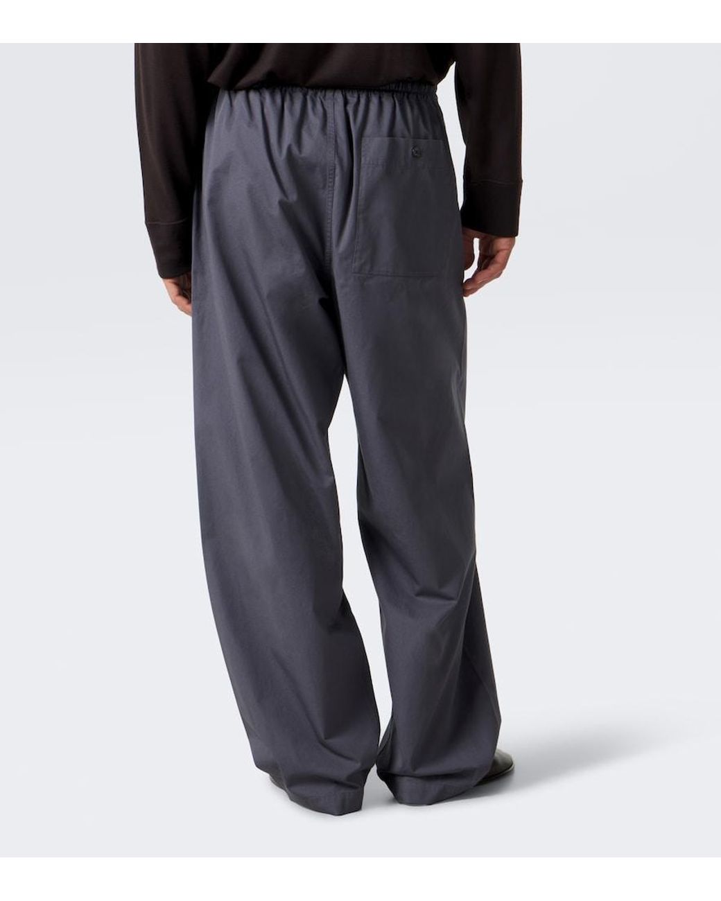 Lemaire Blue Cotton Twill Wide-Leg Pants for men