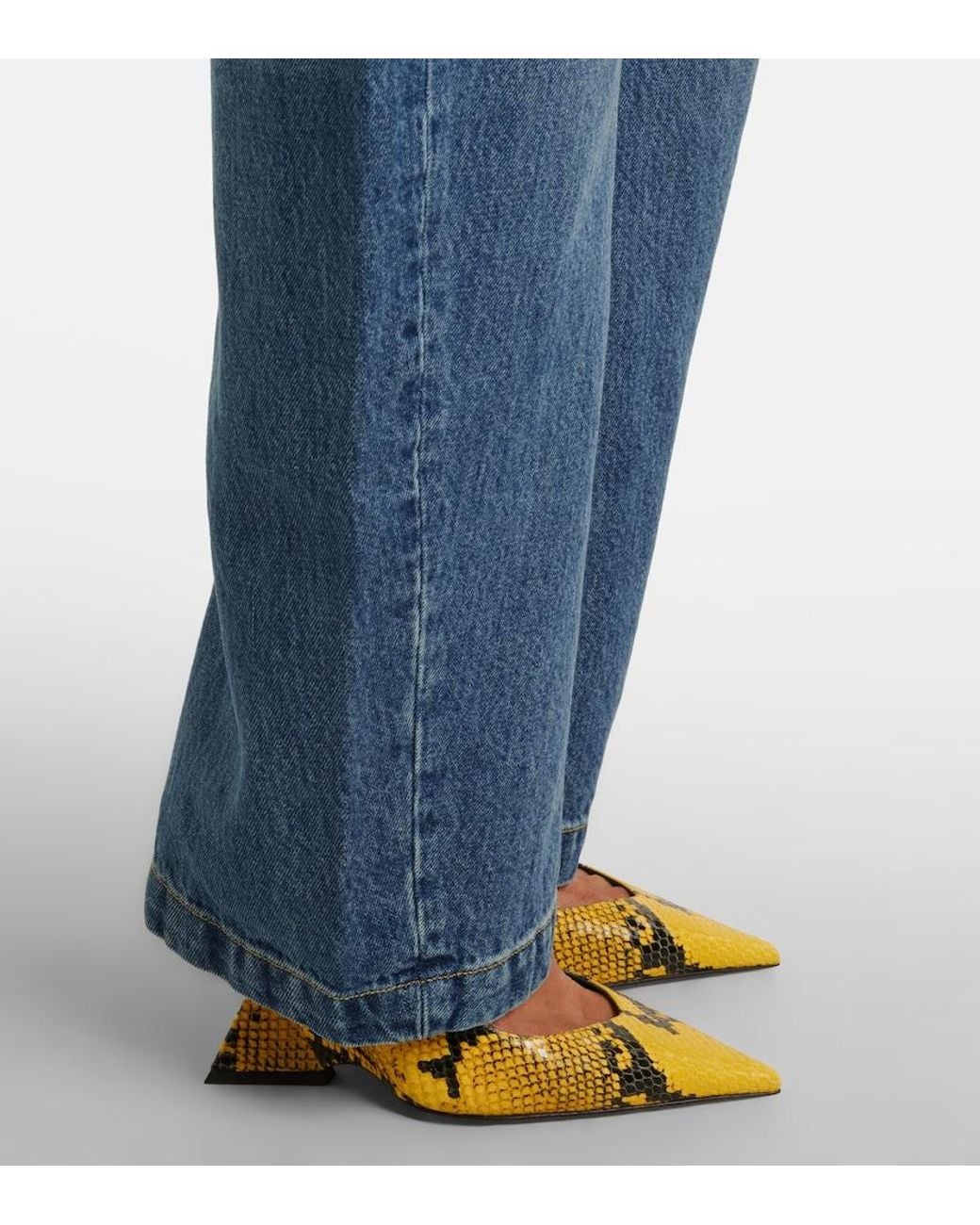 The Attico Blue Mid-Rise Barrel-Leg Jeans
