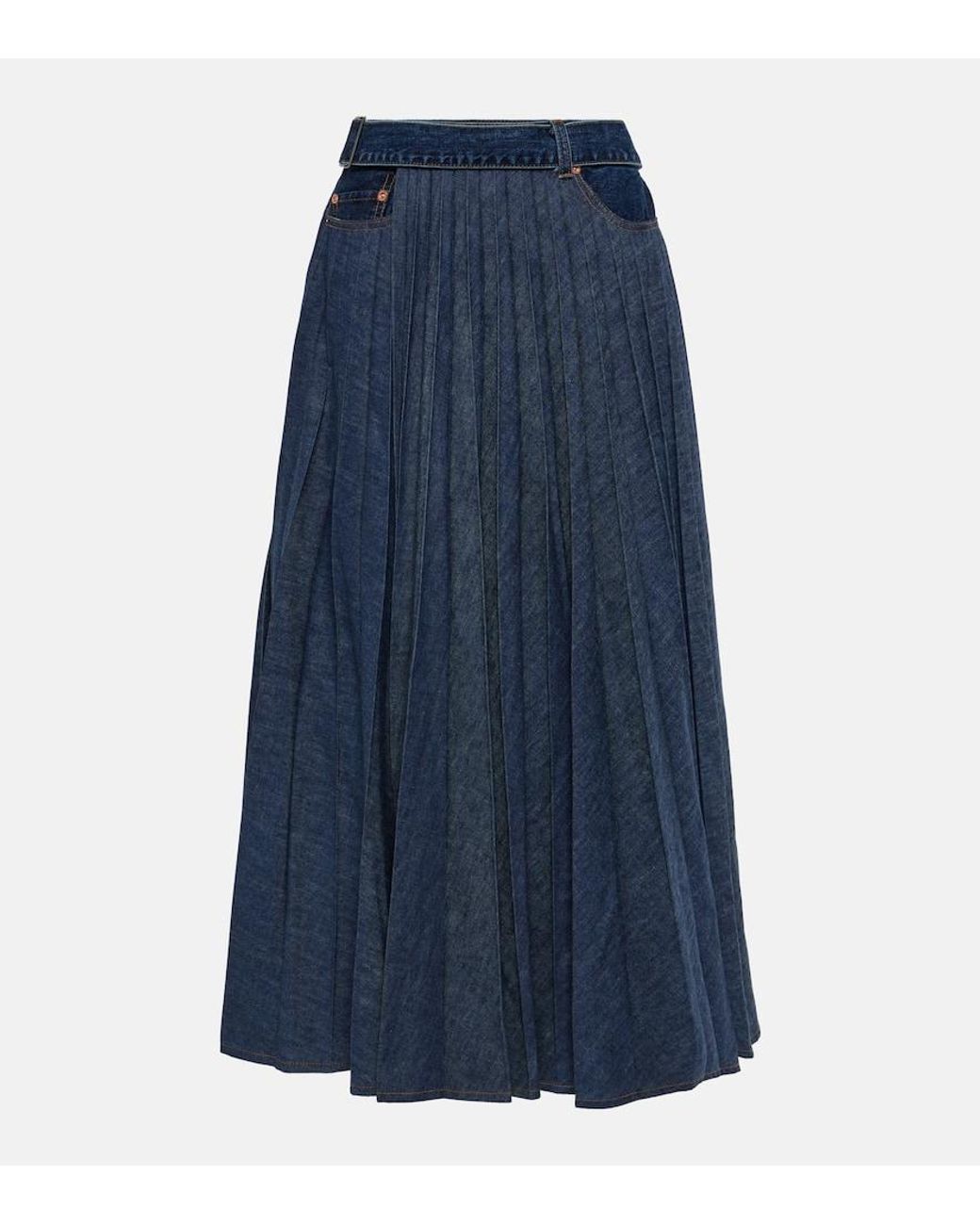 【sacai】Pleated Denim Midi Skirt プリーツ デニム スカート sacai | Pleated Denim Midi Skirt – Kirna Zabête