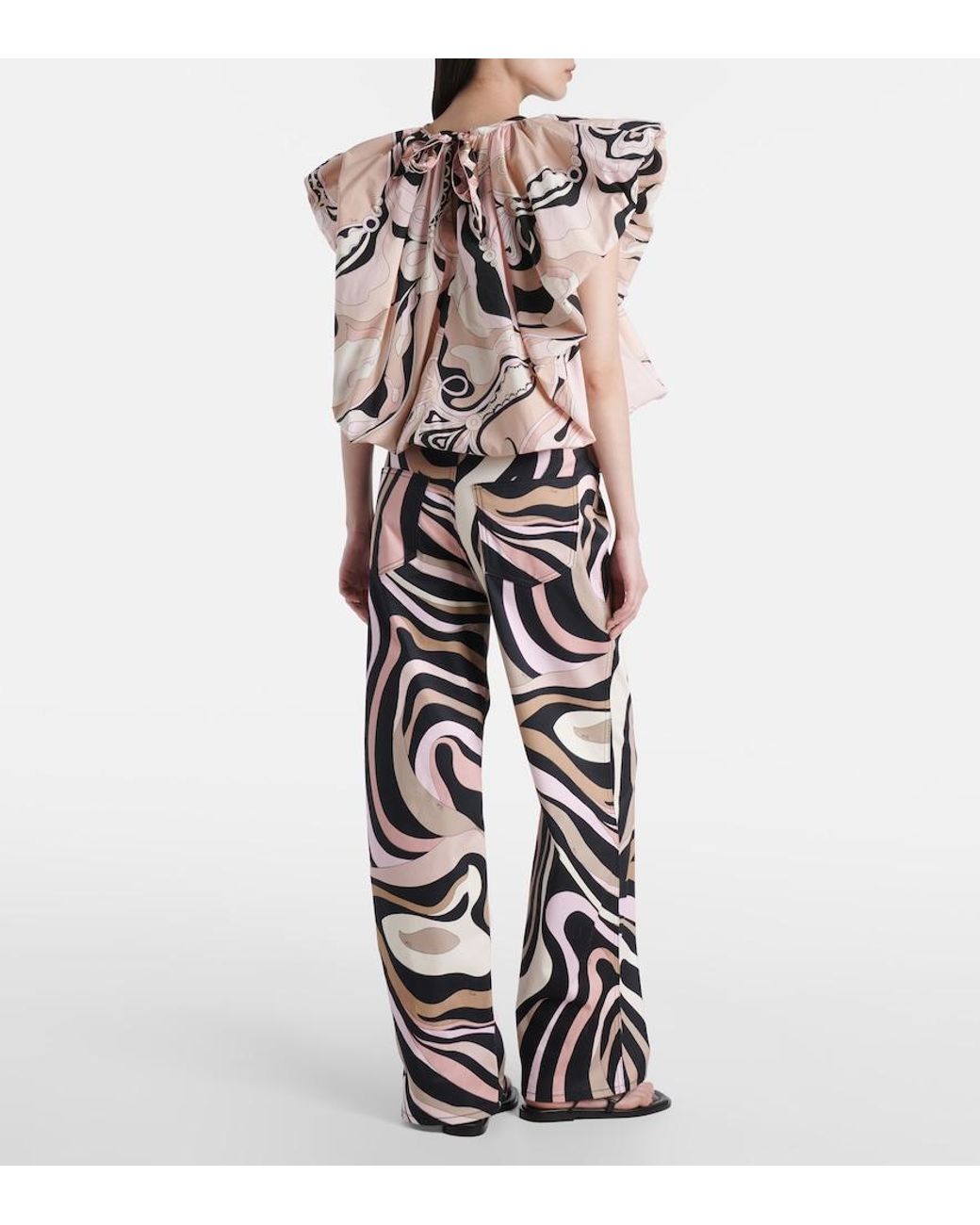 Emilio Pucci White Marmo Cotton-Blend Straight Pants