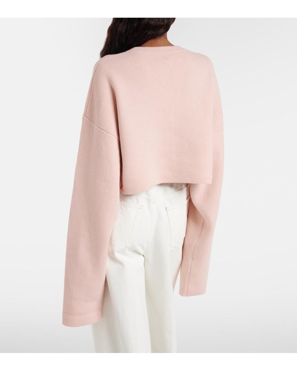Totême  Pink Cropped Wool-Blend Cardigan