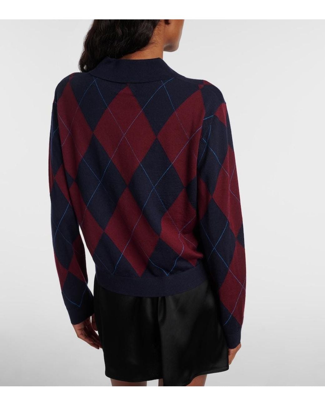 Leset Blue James Argyle Wool Polo Sweater