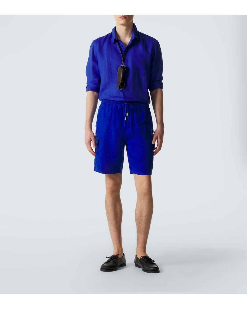 Vilebrequin Blue Linen Bermuda Shorts for men